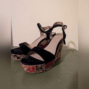 Anthropologie floral print wedges